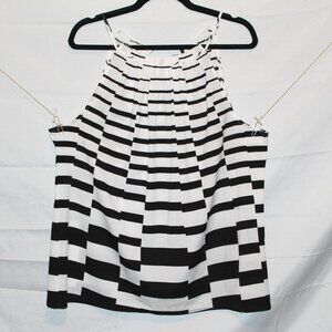 New York & Co., Blouse, XL, Black & White Striped Sleeveless, Halter-style